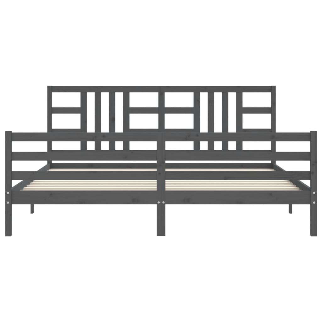 Cadre de lit sans matelas gris 200x200 cm bois massif