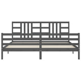 Cadre de lit sans matelas gris 200x200 cm bois massif