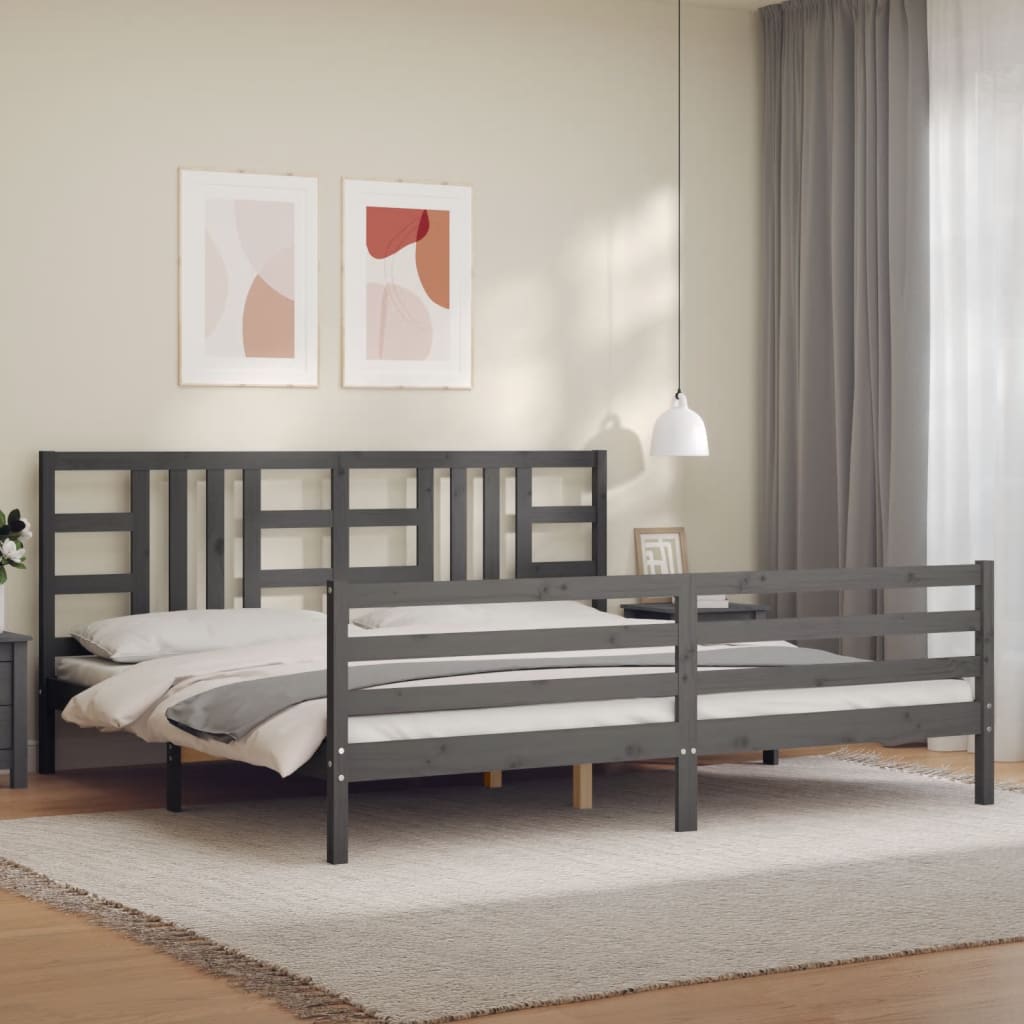 Cadre de lit sans matelas gris 200x200 cm bois massif