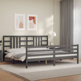 Cadre de lit sans matelas gris 200x200 cm bois massif