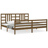 Cadre de lit sans matelas marron miel 200x200 cm bois massif