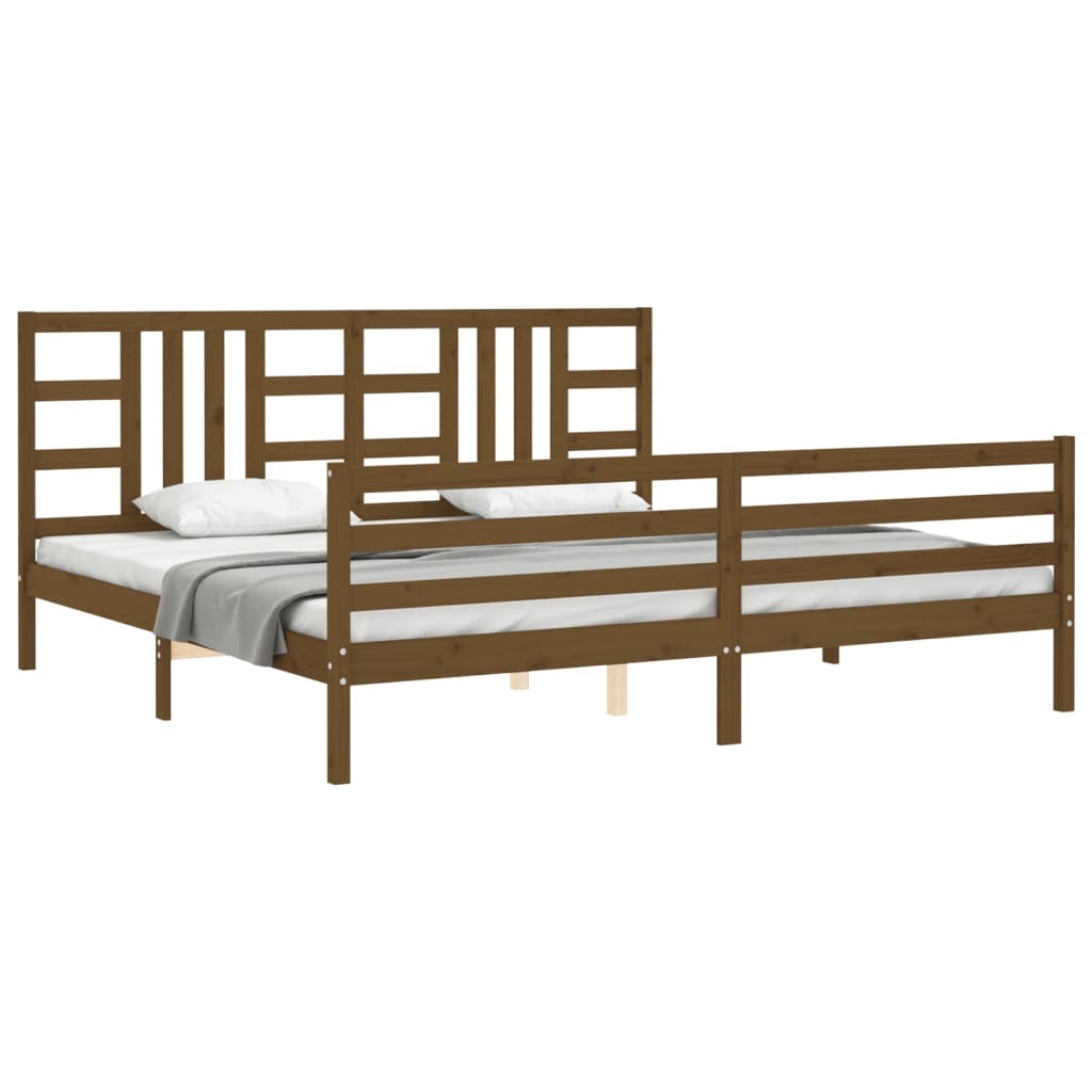 Cadre de lit sans matelas marron miel 200x200 cm bois massif