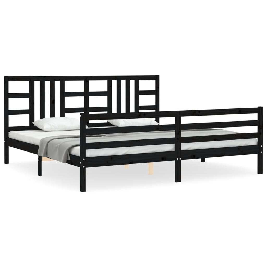 Cadre de lit sans matelas noir 200x200 cm bois massif