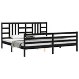 Cadre de lit sans matelas noir 200x200 cm bois massif