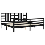 Cadre de lit sans matelas noir 200x200 cm bois massif