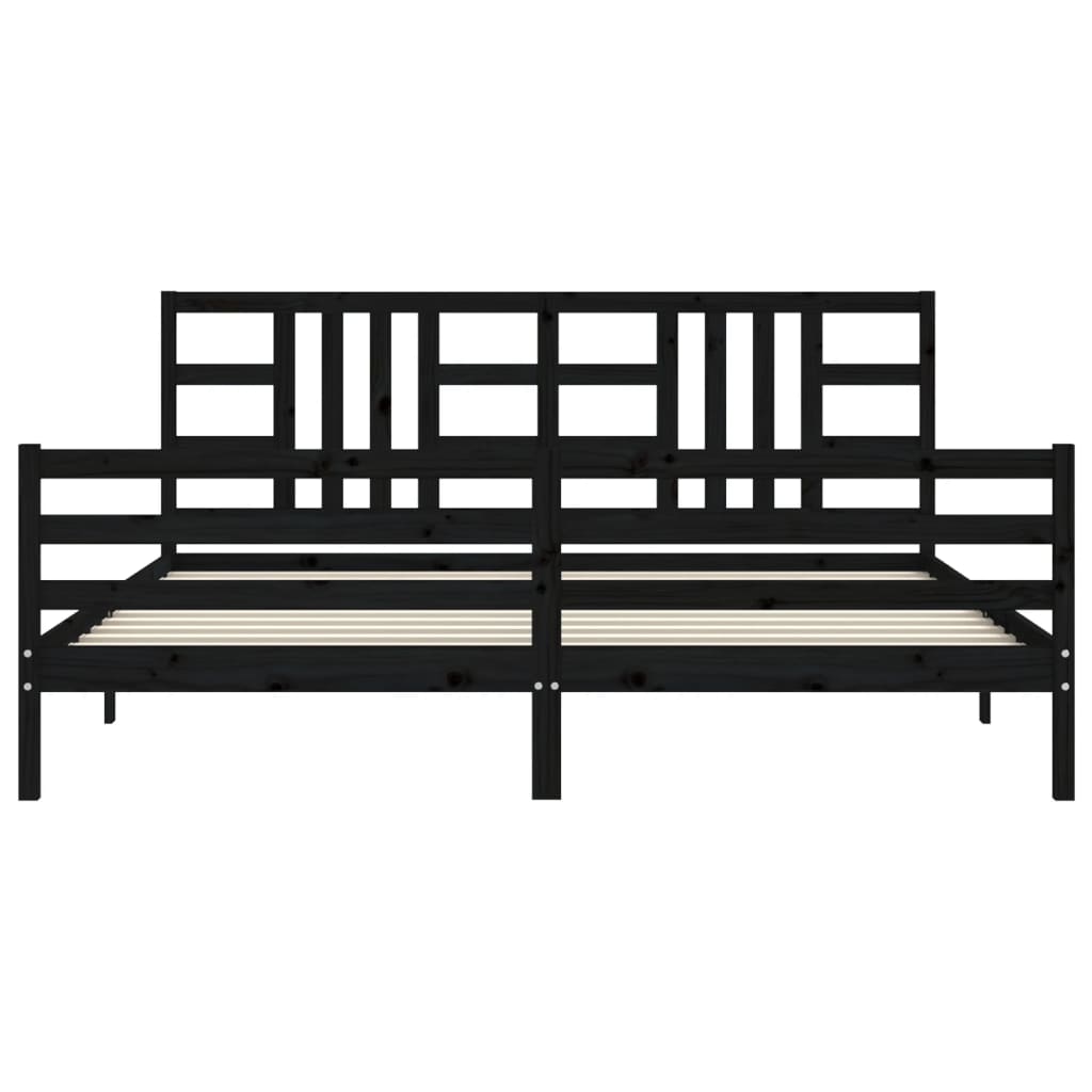 Cadre de lit sans matelas noir 200x200 cm bois massif