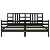 Cadre de lit sans matelas noir 200x200 cm bois massif