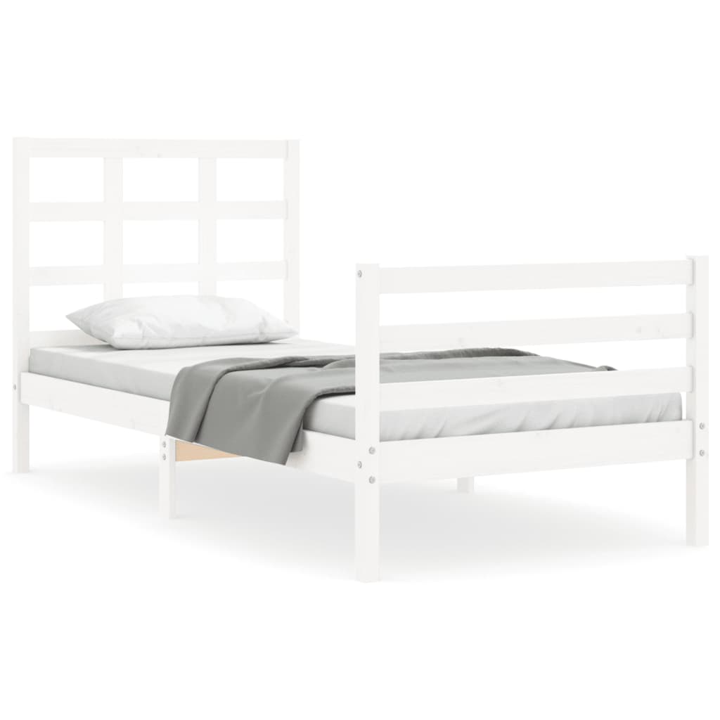 Cadre de lit sans matelas blanc bois massif