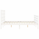 Cadre de lit sans matelas blanc bois massif