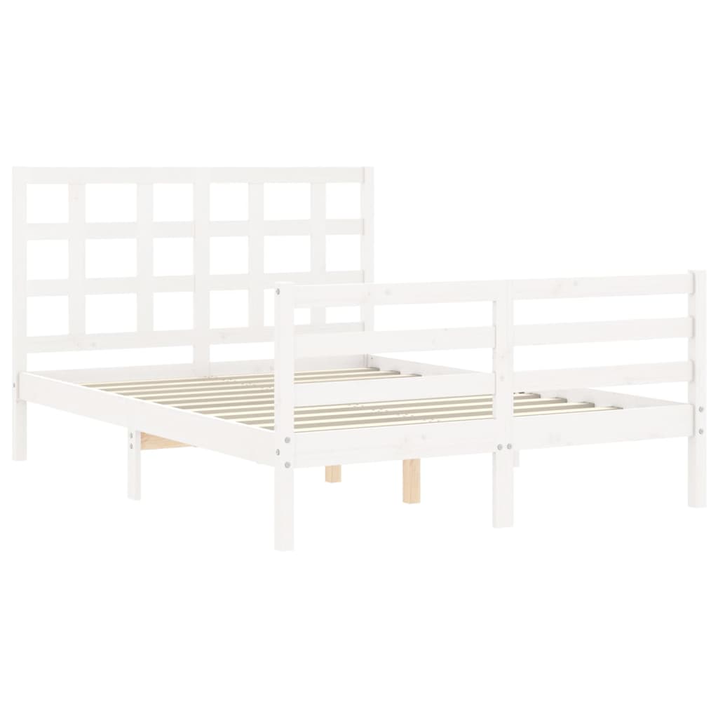 Cadre de lit sans matelas blanc bois massif