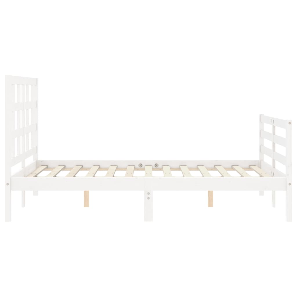 Cadre de lit sans matelas blanc bois massif