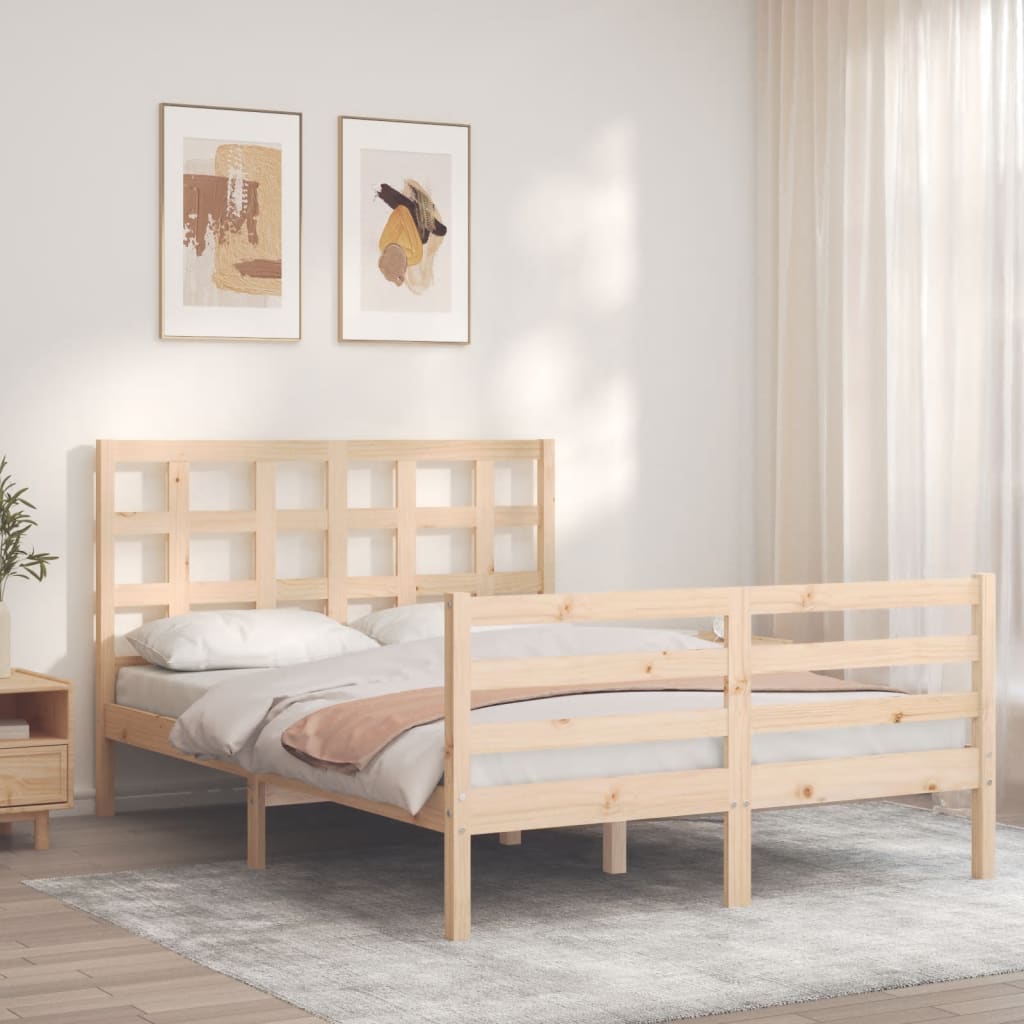 Bed frame without mattress 140x190 cm solid wood