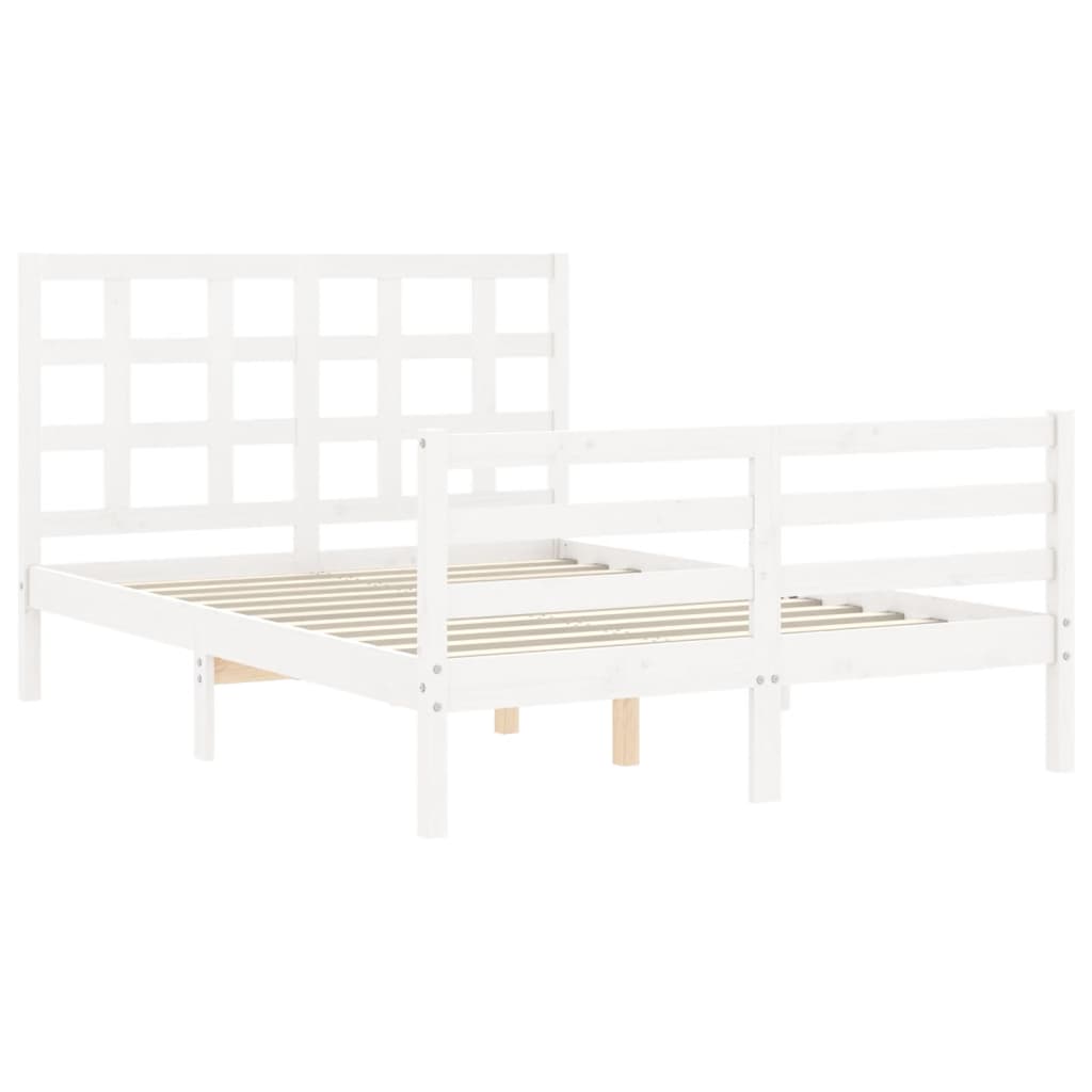 Cadre de lit sans matelas blanc 140x190 cm bois massif