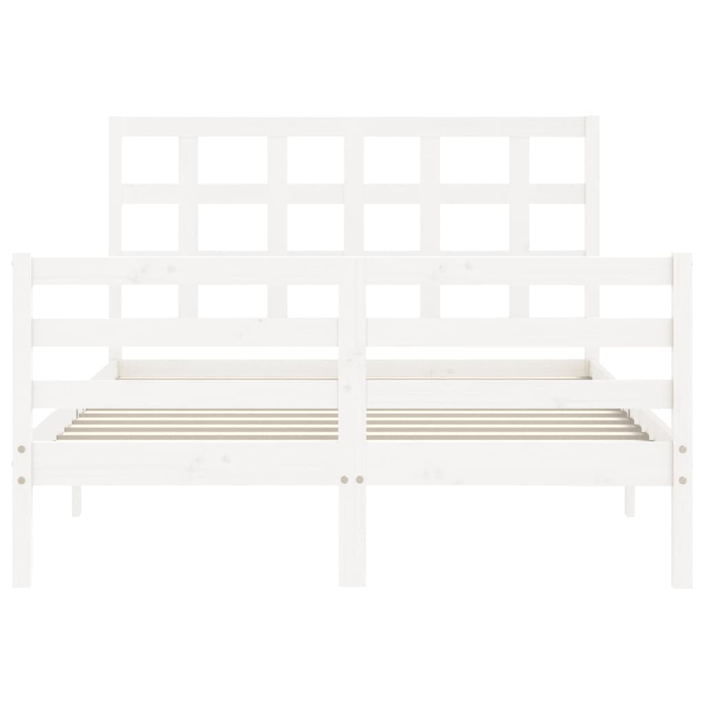 Cadre de lit sans matelas blanc 140x190 cm bois massif