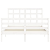 Cadre de lit sans matelas blanc 140x190 cm bois massif