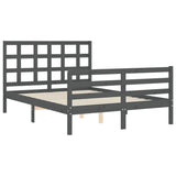 Cadre de lit sans matelas gris 140x190 cm bois massif