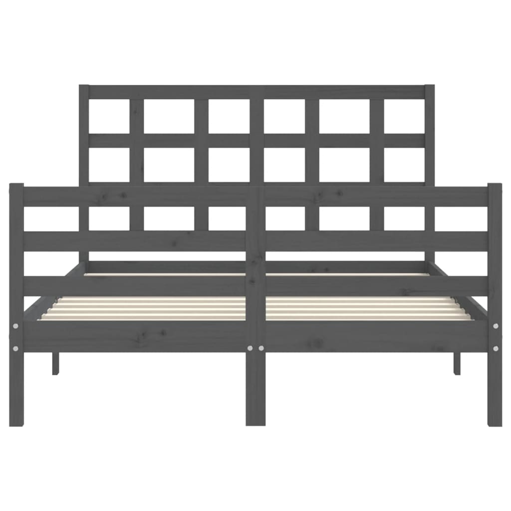 Cadre de lit sans matelas gris 140x190 cm bois massif