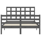 Cadre de lit sans matelas gris 140x190 cm bois massif