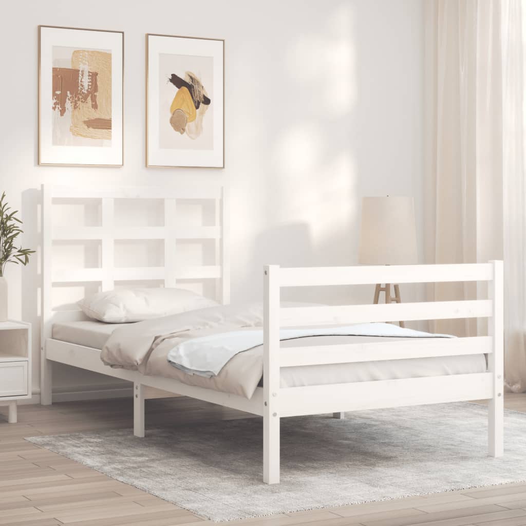 Cadre de lit sans matelas blanc 90x200 cm bois massif