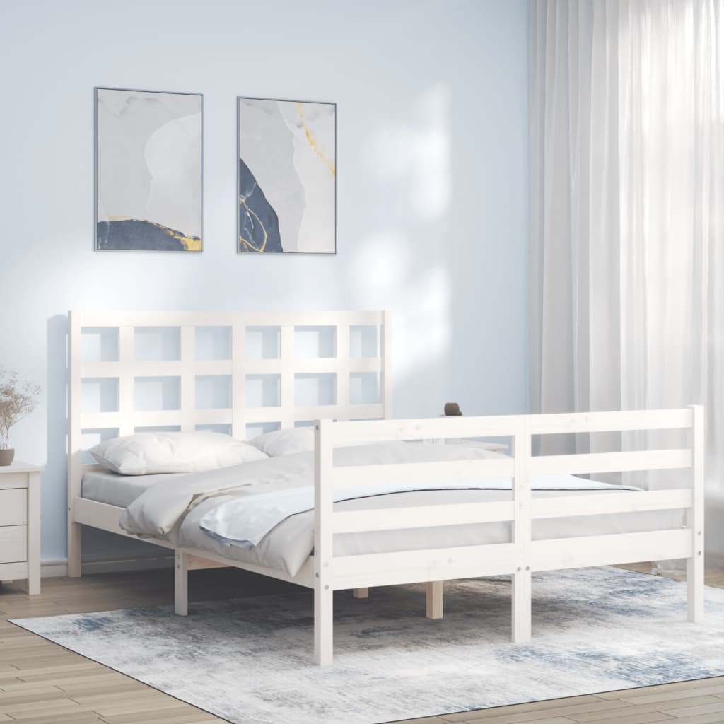 Cadre de lit sans matelas blanc 140x200 cm bois massif