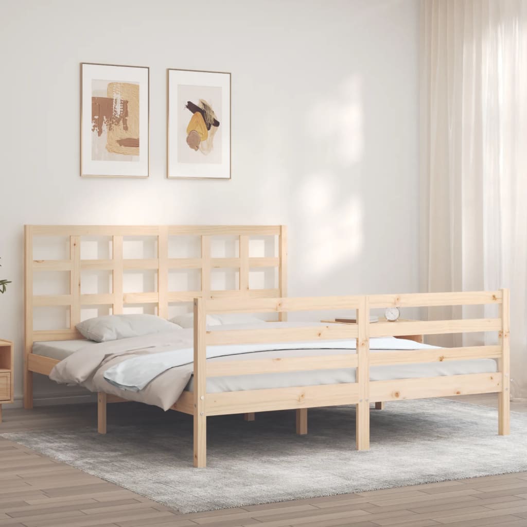 Cadre de lit sans matelas bois massif