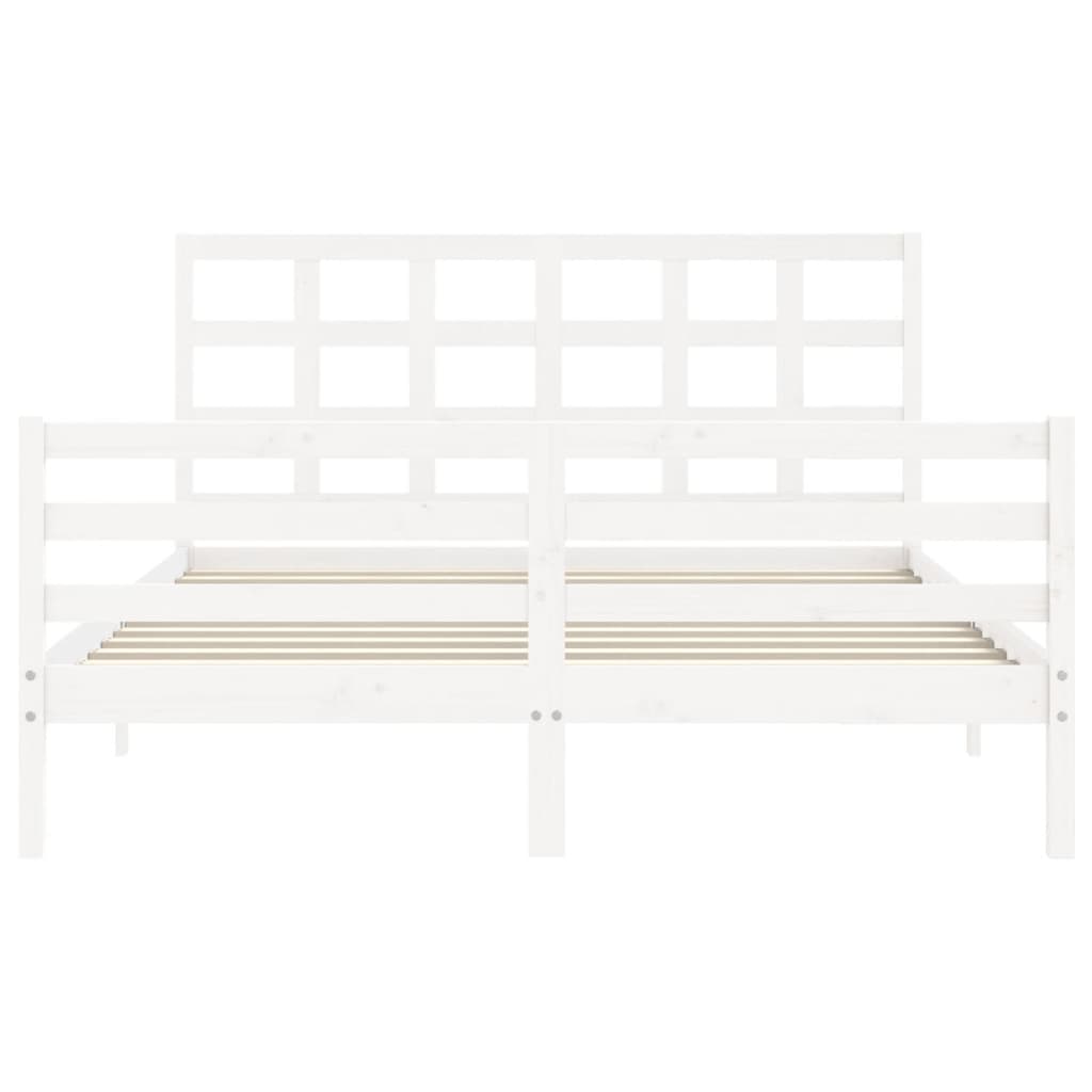 Cadre de lit sans matelas blanc bois de pin massif