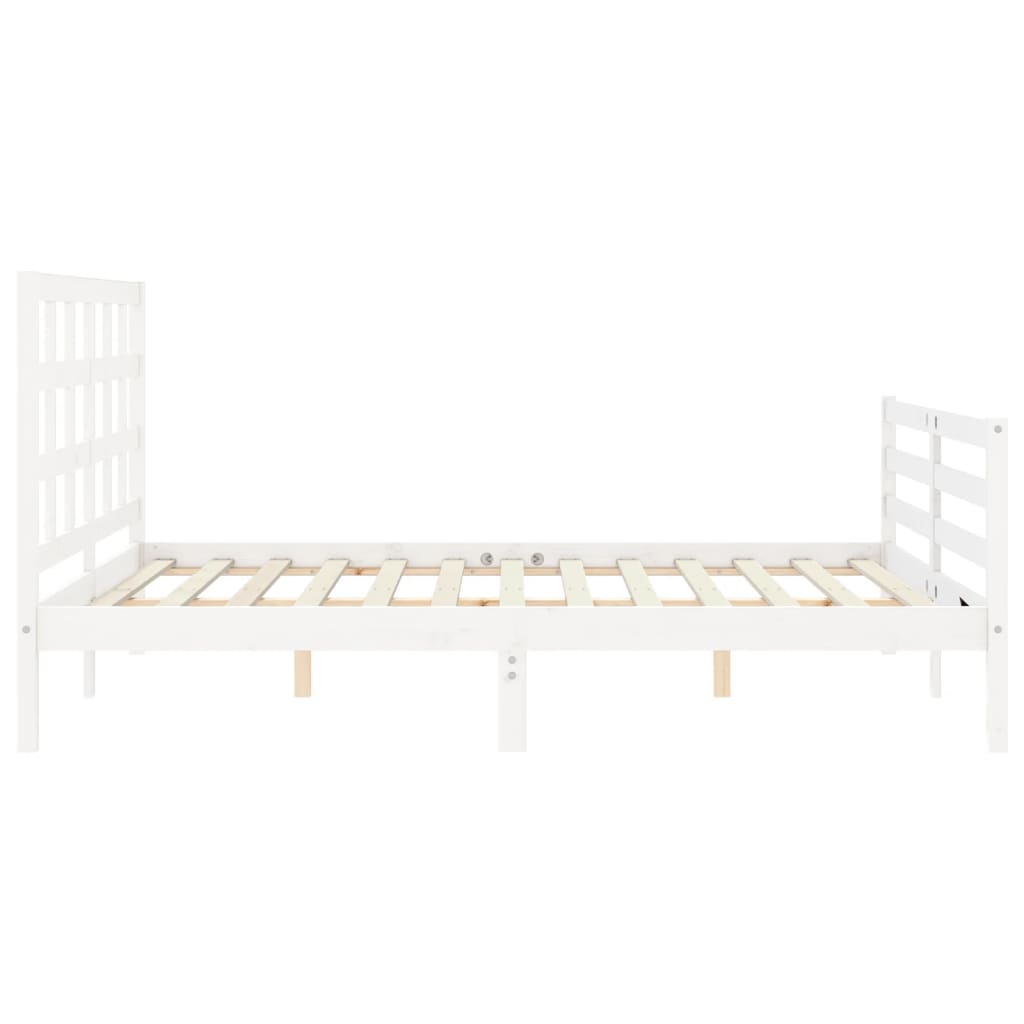 Cadre de lit sans matelas blanc bois de pin massif