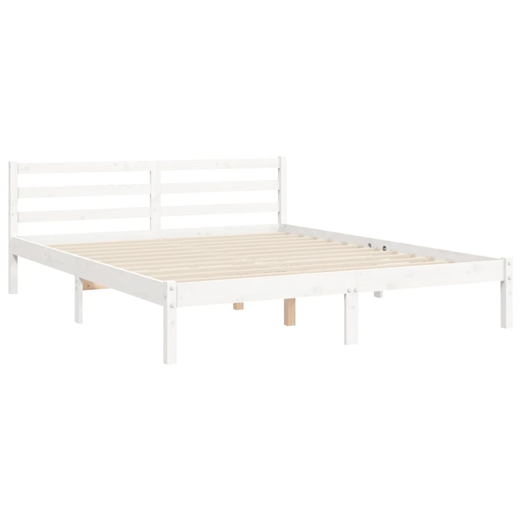 Cadre de lit sans matelas blanc bois de pin massif