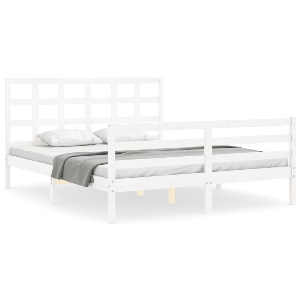 Cadre de lit sans matelas blanc 160x200 cm bois massif