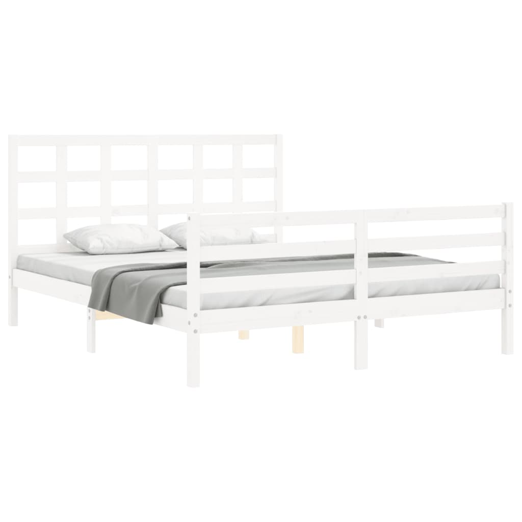 Cadre de lit sans matelas blanc 160x200 cm bois massif