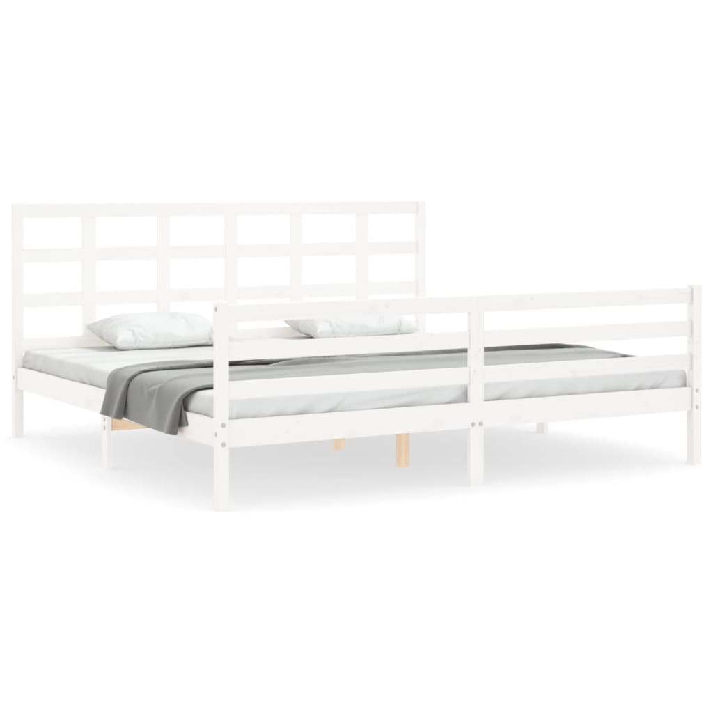 Cadre de lit sans matelas blanc 200x200 cm bois massif