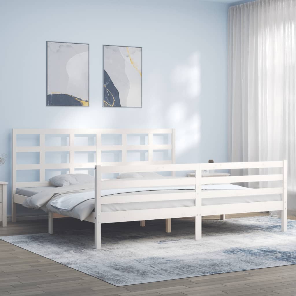 Cadre de lit sans matelas blanc 200x200 cm bois massif