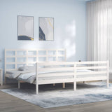 Bed frame without mattress white 200x200 cm solid wood