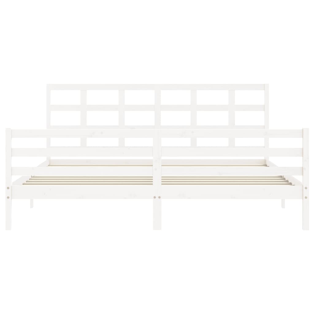 Bed frame without mattress white 200x200 cm solid wood