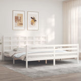 Bed frame without mattress white 200x200 cm solid wood