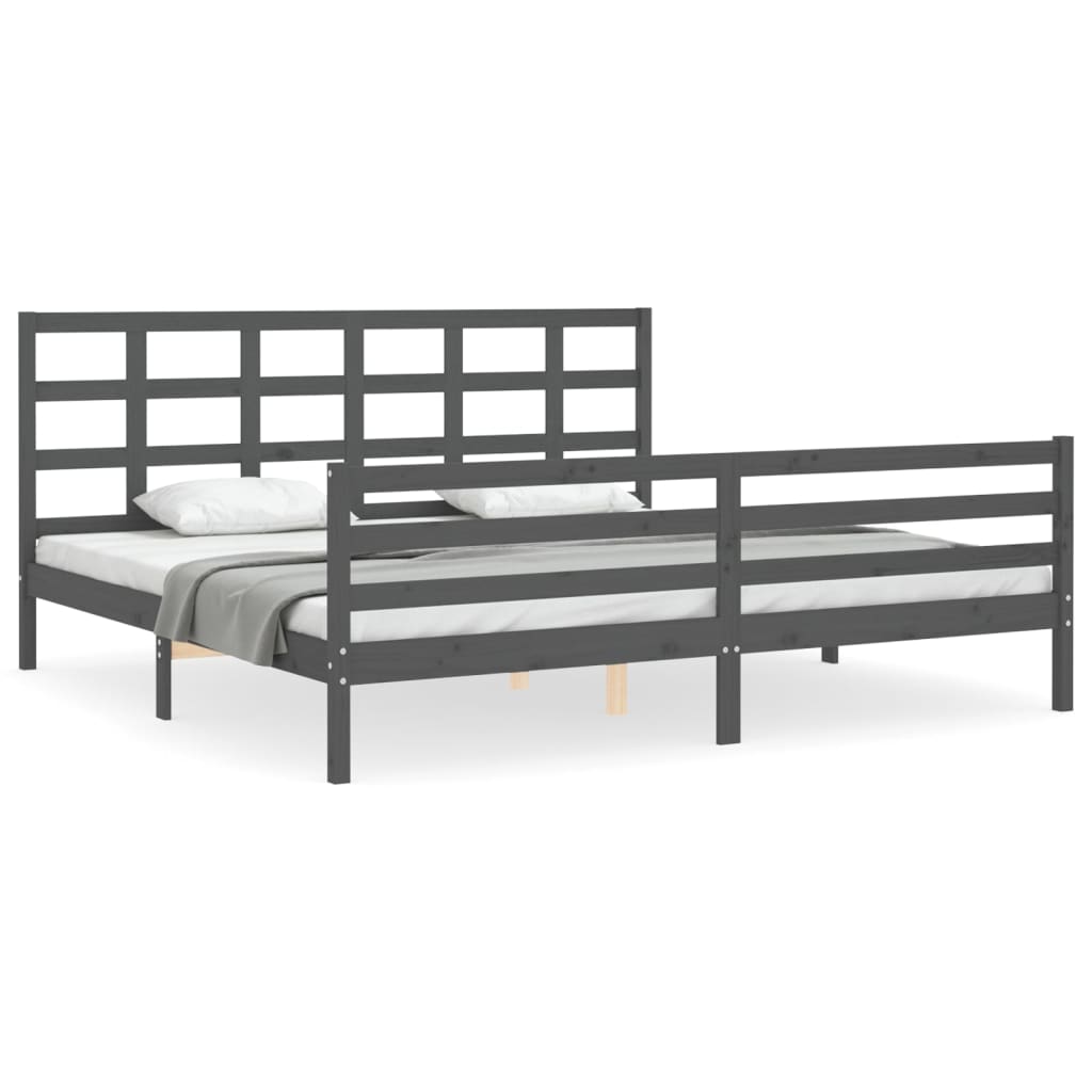 Cadre de lit sans matelas gris 200x200 cm bois massif