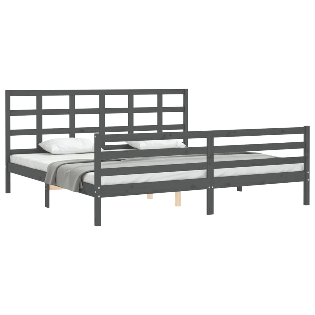 Cadre de lit sans matelas gris 200x200 cm bois massif