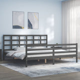 Cadre de lit sans matelas gris 200x200 cm bois massif