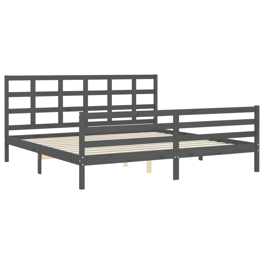 Cadre de lit sans matelas gris 200x200 cm bois massif