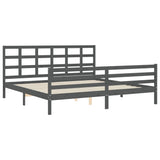 Cadre de lit sans matelas gris 200x200 cm bois massif