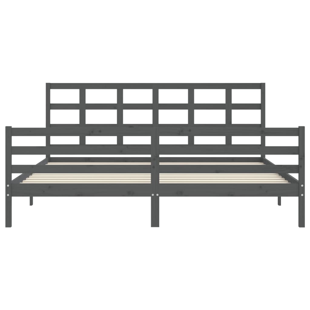 Cadre de lit sans matelas gris 200x200 cm bois massif