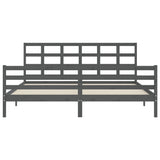 Cadre de lit sans matelas gris 200x200 cm bois massif