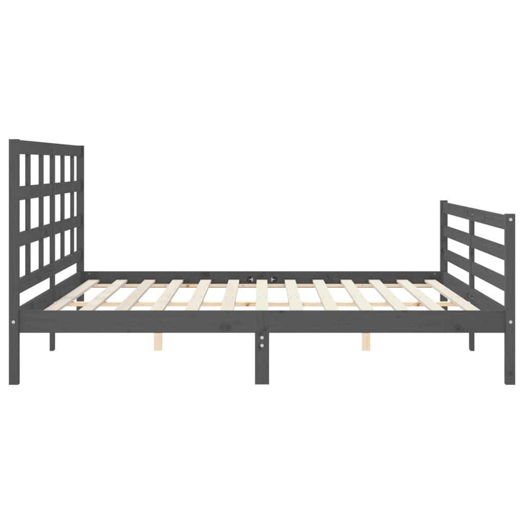 Cadre de lit sans matelas gris 200x200 cm bois massif