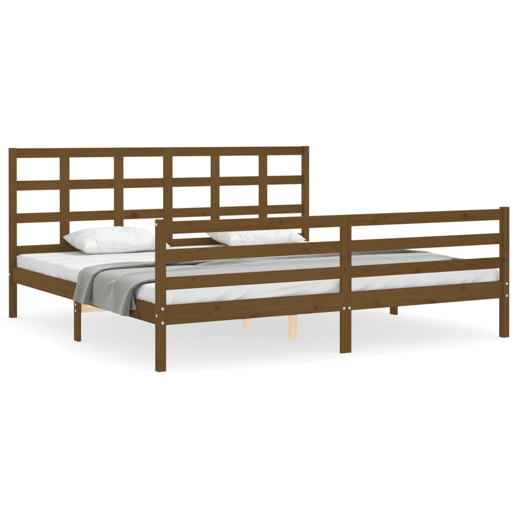 Cadre de lit sans matelas marron miel 200x200 cm bois massif