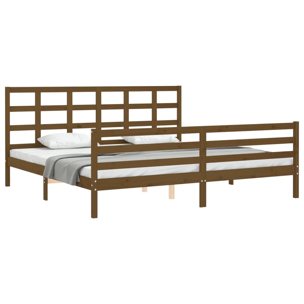 Bed frame without mattress honey brown 200x200 cm solid wood