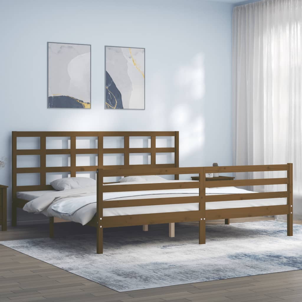 Cadre de lit sans matelas marron miel 200x200 cm bois massif