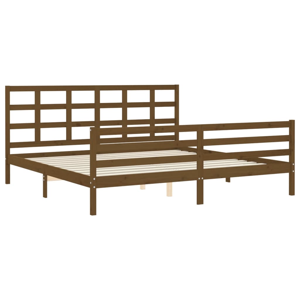 Bed frame without mattress honey brown 200x200 cm solid wood