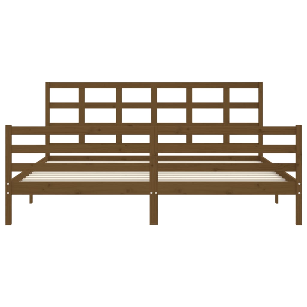 Bed frame without mattress honey brown 200x200 cm solid wood