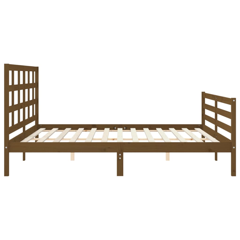 Bed frame without mattress honey brown 200x200 cm solid wood