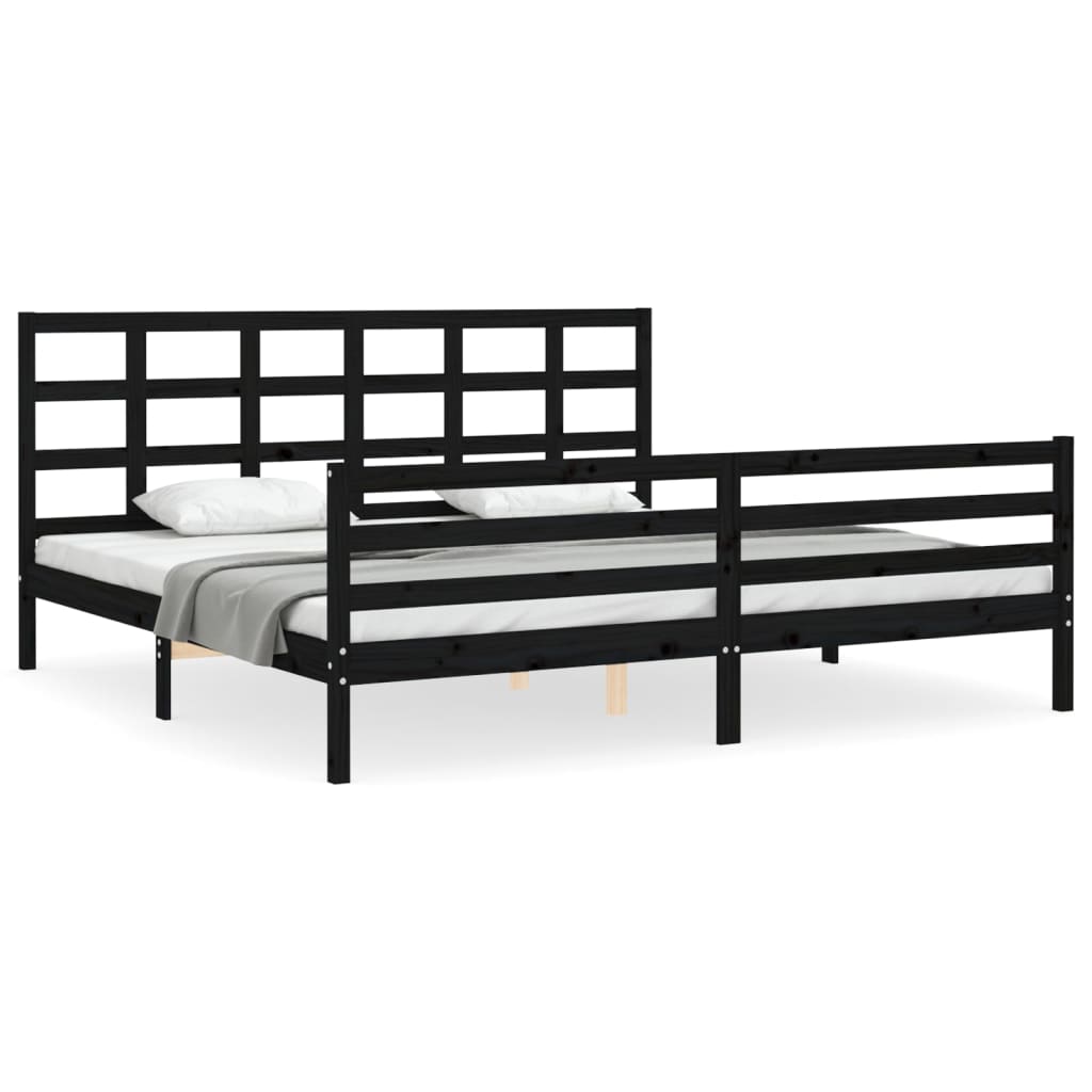 Cadre de lit sans matelas noir 200x200 cm bois massif